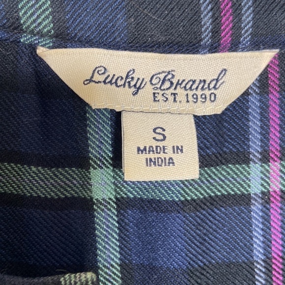 LUCKY BRAND Women’s Plaid V-neck Button Down Shirt Size Small - Picture 6 of 14